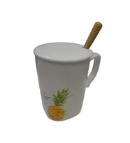 GFTPNT Porselen Kupa Bardak Mug Hediyelik Ürün Beyaz Tekli Kapaklı , Metal Kaşıklı