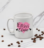 En İyi Anne Kalp Tasarım Kupa Anneye Hediye Kupa Bardak Mug T3
