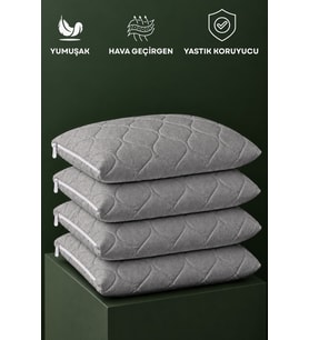 Kapitone Yastık Koruyucu Alez 50x70 4'lü Paket Melanj Gri