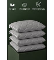 Kapitone Yastık Koruyucu Alez 50x70 4'lü Paket Melanj Gri