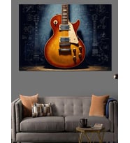 Yakın Çekim Sanatsal Elektro Gitar Dekoratif Kanvas - Mdf Ahşap Tablo