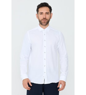 Beyaz %100 Pamuk Dynamic Fit Erkek Uzun Kollu Gömlek