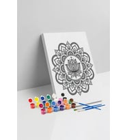 Lotus Desenli Mandala Tuval Boyama Seti 40x50 cm