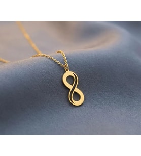 Kişiye Özel 925 Ayar Gümüş Tasarım Sonsuzluk Figürlü Kolye (Gold)