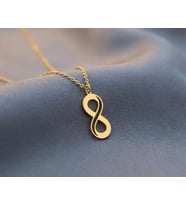 Kişiye Özel 925 Ayar Gümüş Tasarım Sonsuzluk Figürlü Kolye (Gold)