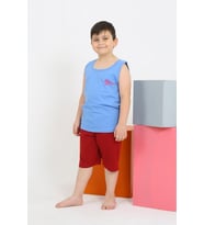 Akbeniz Erkek Çocuk Sıfır Kol Şortlu Mavi Penye Pijama Takımı 20434