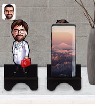 BK Gift Kişiye Özel Erkek Acil Tıp Teknisyeni Karikatürlü Ahşap Biblo Telefon Standı-1