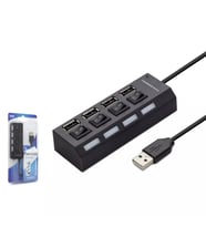 Hadron HDX7008 Anahtarlı 4 Port USB Hub Çoklayıcı - SİYAH