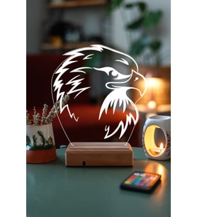 Özel Tasarım Kara Kartal 3D 16 Renk Dekoratif Led Gece Lambası