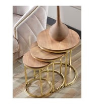 3 'lü Açık Ceviz Suntalam Gold Metal Ayak Zigon Sehpa sedaş-living-units-sehpa-zigon (Atlantik Çam)