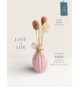Love in Life  İthal Seramik Vazo Çubuklu Dekoratif Oda Kokusu Seti  Oda Kokusu Hediyeli