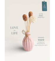 Love in Life  İthal Seramik Vazo Çubuklu Dekoratif Oda Kokusu Seti  Oda Kokusu Hediyeli (Pembe)