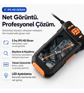 10 Metre 3 Kameralı Ekranlı Kayıt Yapabilen Endoskopi Yılan Kamera