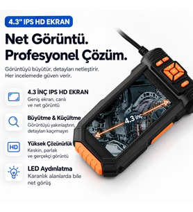 10 Metre 3 Kameralı Ekranlı Kayıt Yapabilen Endoskopi Yılan Kamera
