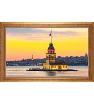 Çerçeveli Paspartulu Manzara Tablo bm1456 (Gold)