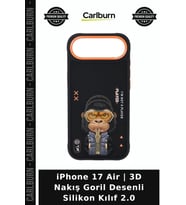 iPhone 17 Air 3D Nakış Goril Desenli Silikon Kılıf 2.0 Arkadaşa Alisilmadik Koruyucu