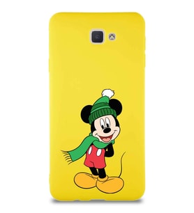 Samsung Galaxy J7 Prime 2 Soft Premier Kapak Mickey Mouse-G Tasarımlı Silikon Kılıf - Sarı (Şeffaf)