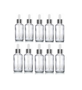 30 Cc Cam Damlalıklı şeffaf Şişe [30 Cc=30ml X 10 Adet] / Ecza Şişesi / Dropper Şişe gümüş renk kapk (Standart)