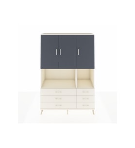 Hyperion Dolap 6 Raflı 6 Çekmeceli 3 Kapaklı 132x44x195 Aytaşı-Antrasit/Aytaşı