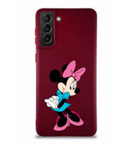 Samsung Galaxy S21 Plus Soft Premier Kapak Minnie Mouse-F Tasarımlı Silikon Kılıf - Mürdüm (Şeffaf)