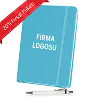 Kişiye Özel UV Baskılı 20 'lu Firma Logolu Kurumsal Defter & Beyaz Kalem Seti