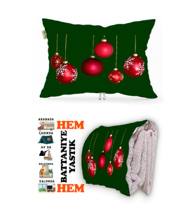Yılbaşı Noel Desen Baskılı Tv Battaniyeli Opsiyonel Dekoratif Hediye Yastık Battaniye 2in1 Gifts-2