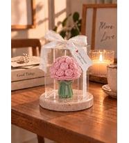 Mumelia Gül Buket - Doğal Soya Kutulu Hediyelik Mum - Pembe - 15 Adet