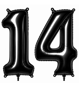14 Rakam Folyo Balon Siyah Rengi (76 cm)