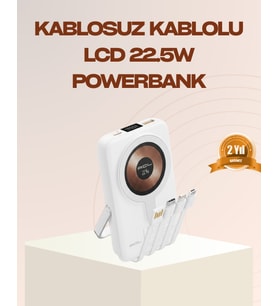 Manyetik Kablosuz Powerbank 22.5W Hızlı Şarj LCD Ekranlı