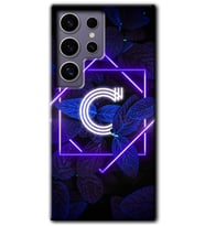 Galaxy S24 Ultra Kılıf HD Desen Baskılı Kılıf - Dark Neon Yaprak C Harfi