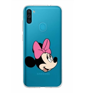 Samsung Galaxy M11 Kapak Minnie Mouse Tasarımlı Şeffaf Silikon Kılıf