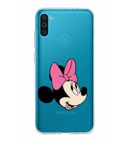 Samsung Galaxy M11 Kapak Minnie Mouse Tasarımlı Şeffaf Silikon Kılıf