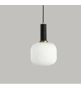 Rsylight Rustik Dekoratif Metal Modern Siyah Opal Beyaz Camlı Tekli  Avize