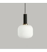 Rsylight Rustik Dekoratif Metal Modern Siyah Opal Beyaz Camlı Tekli  Avize