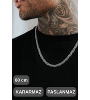 #ZincirKolye 316L Çelik Kral Zincir Erkek Kolye Gümüş Renk 60 cm Kararmaz Paslanmaz Kalın Halkalı Şı
