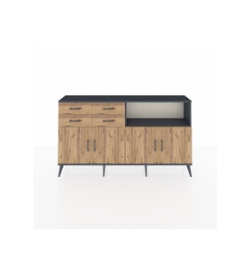 Arges Konsol 4 Raflı 4 Çekmeceli 4 Kapaklı 176x30x99 Antrasit-Çam