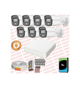 Provzen Hikvision 7'li Full HD Güvenlik Kamerası Set 7/24 Renkli, Mikrofonlu, Olay Anında Bildirim