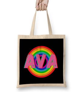 Ava -Name personalized Custom - vintage Retro Rainbow Style Design Gift Baby -Gift For Her Bez Çanta Uzun Saplı