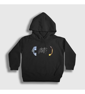 Presmono Unisex Çocuk Siyah Memories Daft Punk Kapüşonlu Sweatshirt 60141tt