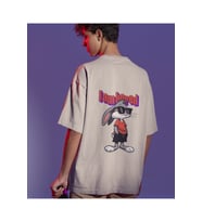 I Am Bored Çizgi Karakter Baskılı Oversize Unisex Tişört (Bej)