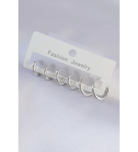 Pirinç Gümüş Renk Oval Küpe Seti - TJ-BKP9003