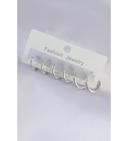 Pirinç Gümüş Renk Oval Küpe Seti - TJ-BKP9003