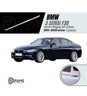 BMW 3 Serisi F30 Krom Bagaj Alt Çıtası 2011-2018 Arası Paslanmaz Çelik