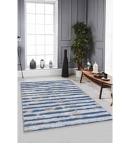 Mavi Spor Kaymaz Tabanlı Makinede Yıkanabilir Halı FO03 - 100 x 160 cm