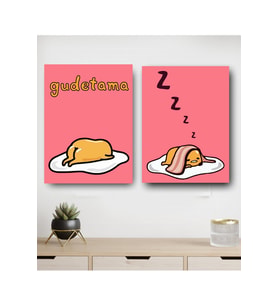 Gudetama Kuromi Kapı Süsü Konsept Dekor Tablo 2'li(19x28 cm)