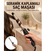 25 mm Seramik Saç Maşası Kalın Bukle ve Hacimli Dalga İçin Yeni Nesil