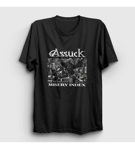 Presmono Unisex Siyah Assück Metal Misery Index T-Shirt 473770tt