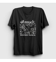 Presmono Unisex Siyah Assück Metal Misery Index T-Shirt 473770tt