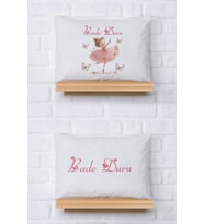 Pia Baby Premium %100 Pamuk İkili İsim Yazılı Kız Bebek Yastık Kılıfı – 35x45 cm Organik Baskı 5006-13 (Ekru)