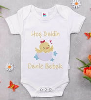 BK Kids İsimli Hoş Geldin Bebek Tasarımlı Beyaz Bebek Body Zıbın-2